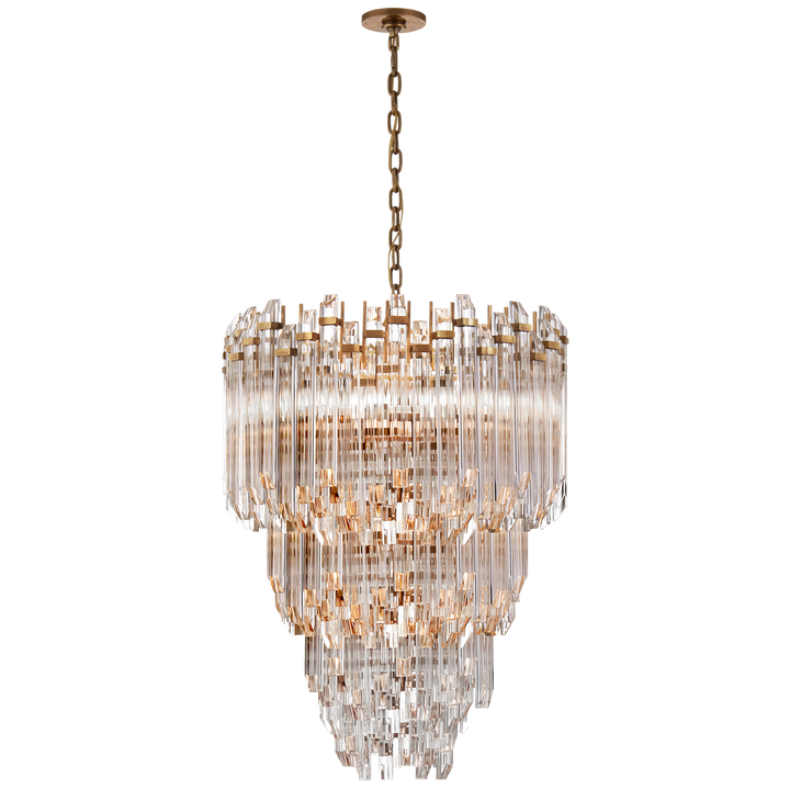 Acela Three-Tier Waterfall Chandelier-Visual Comfort-VISUAL-SK 5423HAB-CA-ChandeliersHand-Rubbed Antique Brass-1-France and Son