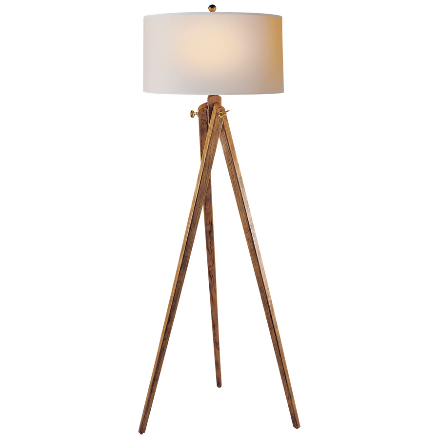 Thyone Floor Lamp with Natural Paper Shade-Visual Comfort-VISUAL-SL 1700FW-NP-Floor LampsFrench Wax-1-France and Son