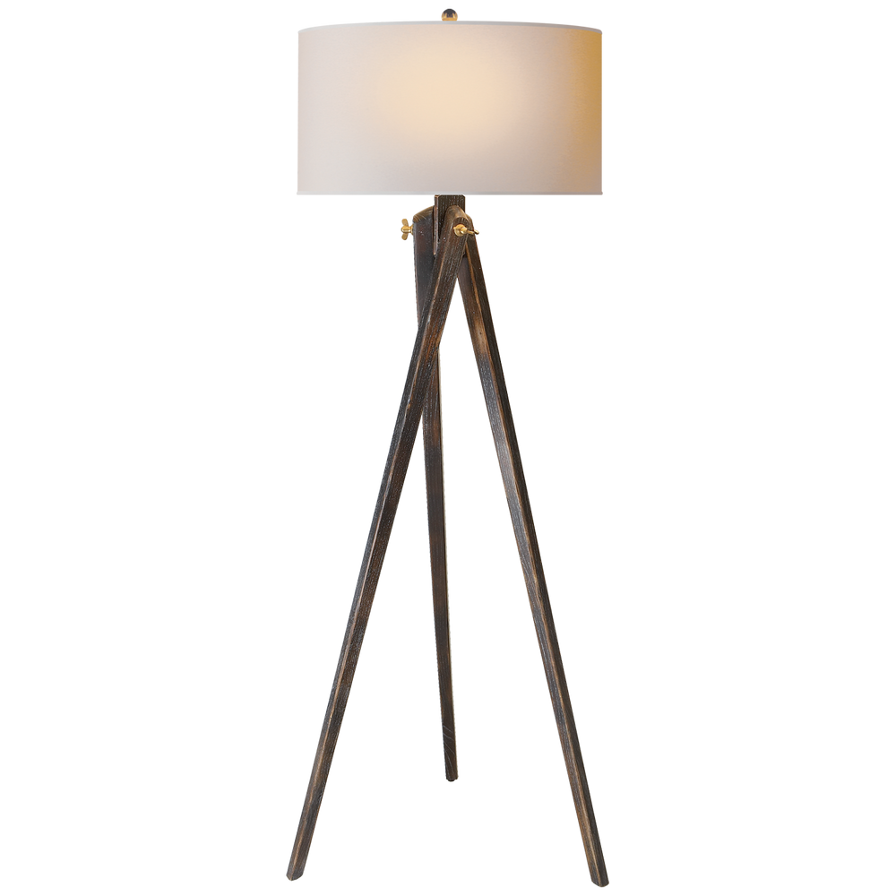 Thyone Floor Lamp with Natural Paper Shade-Visual Comfort-VISUAL-SL 1700TB-NP-Floor LampsTudor Brown-2-France and Son