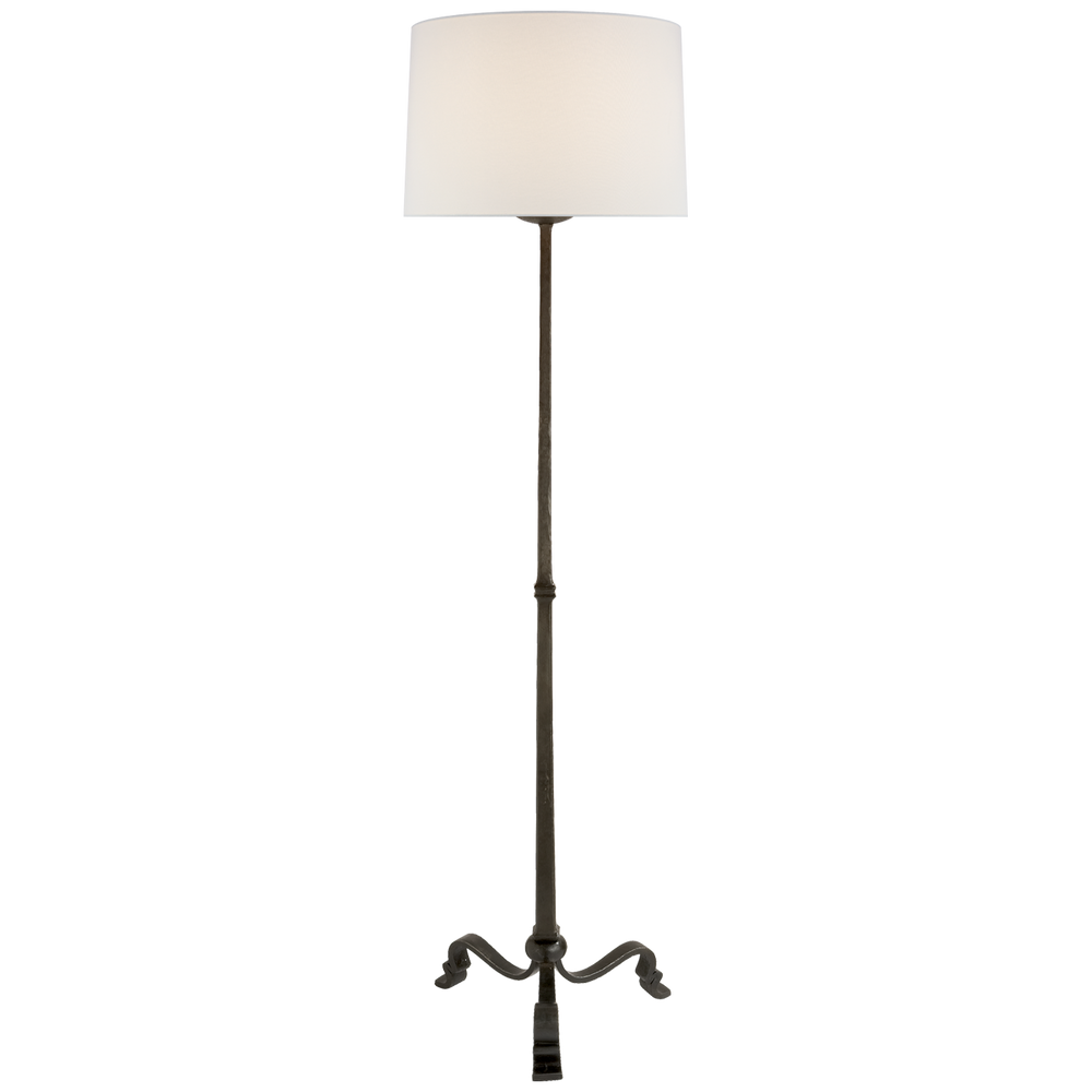 Willy Floor Lamp with Linen Shade-Visual Comfort-VISUAL-SP 1003AI-L-Floor LampsAged Iron-2-France and Son