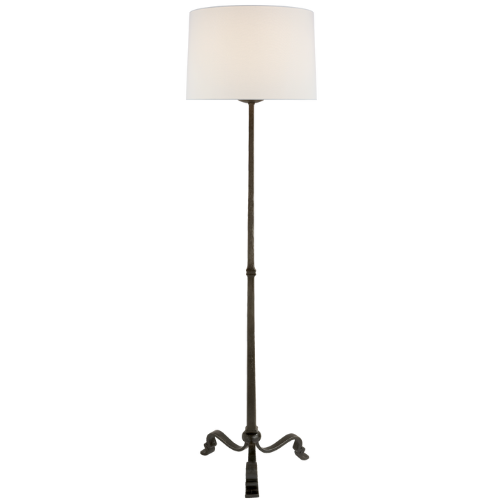 Willy Floor Lamp with Linen Shade-Visual Comfort-VISUAL-SP 1003AI-L-Floor LampsAged Iron-2-France and Son