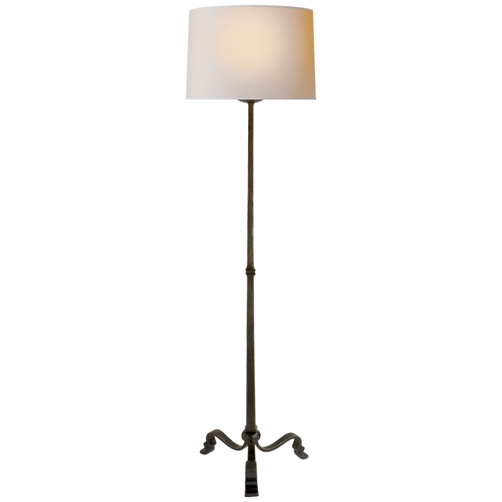 Willy Floor Lamp with Natural Paper Shade-Visual Comfort-VISUAL-SP 1003AI-NP-Floor LampsAged Iron-2-France and Son