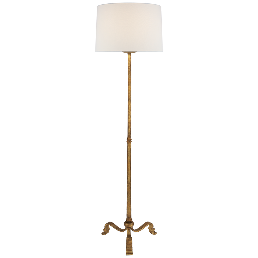 Willy Floor Lamp with Linen Shade-Visual Comfort-VISUAL-SP 1003GI-L-Floor LampsGilded Iron-1-France and Son