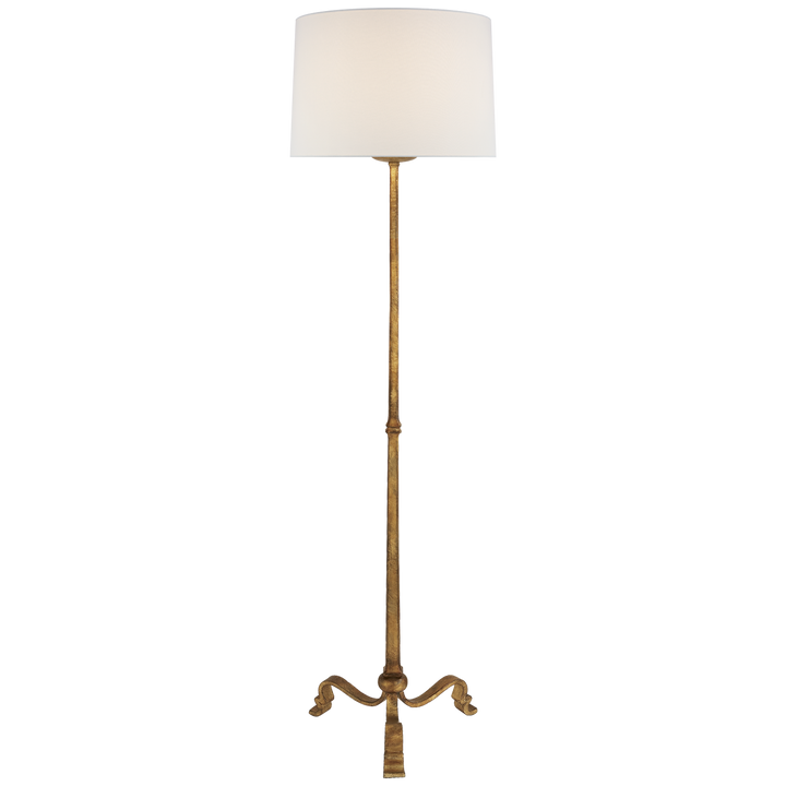 Willy Floor Lamp with Linen Shade-Visual Comfort-VISUAL-SP 1003GI-L-Floor LampsGilded Iron-1-France and Son