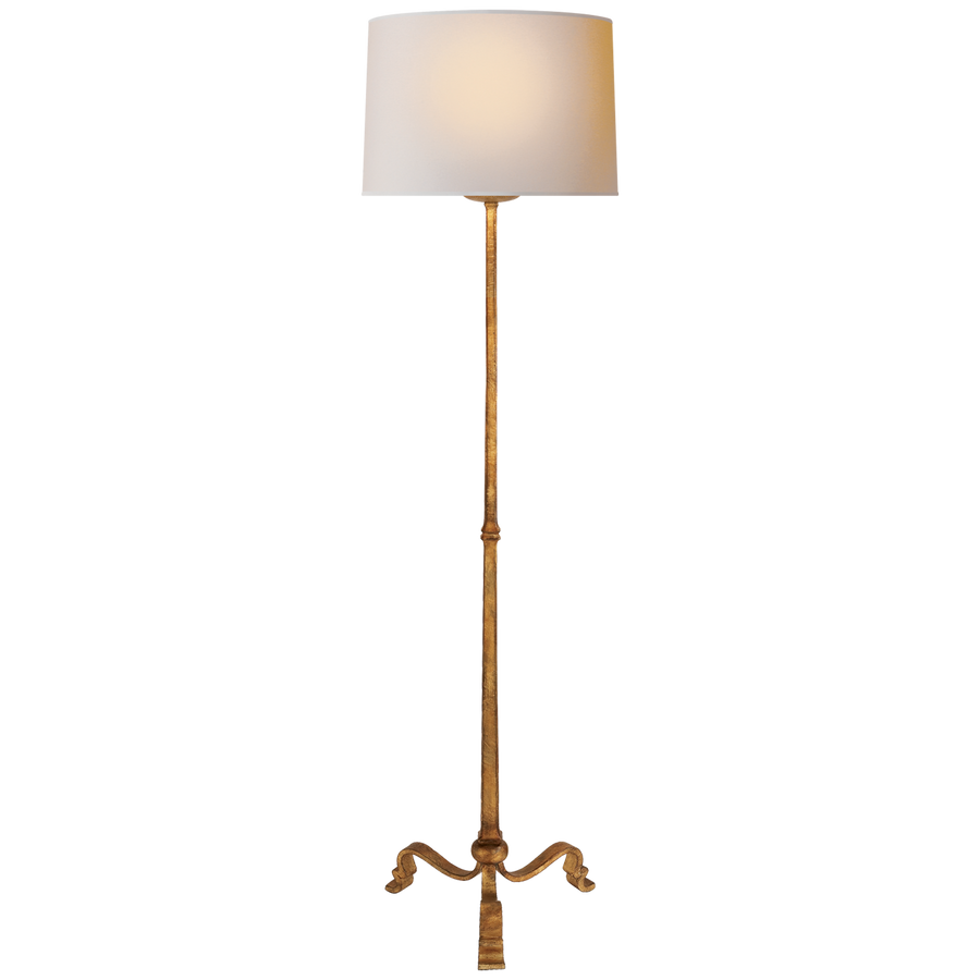 Willy Floor Lamp with Natural Paper Shade-Visual Comfort-VISUAL-SP 1003GI-NP-Floor LampsGilded Iron-1-France and Son
