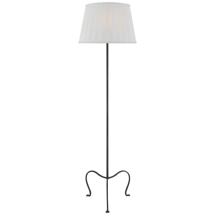 Atlana Petite Tri-Leg Floor Lamp with Silk Box Pleat Shade-Visual Comfort-VISUAL-SP 1009AI-SBP-Floor LampsAged Iron-2-France and Son