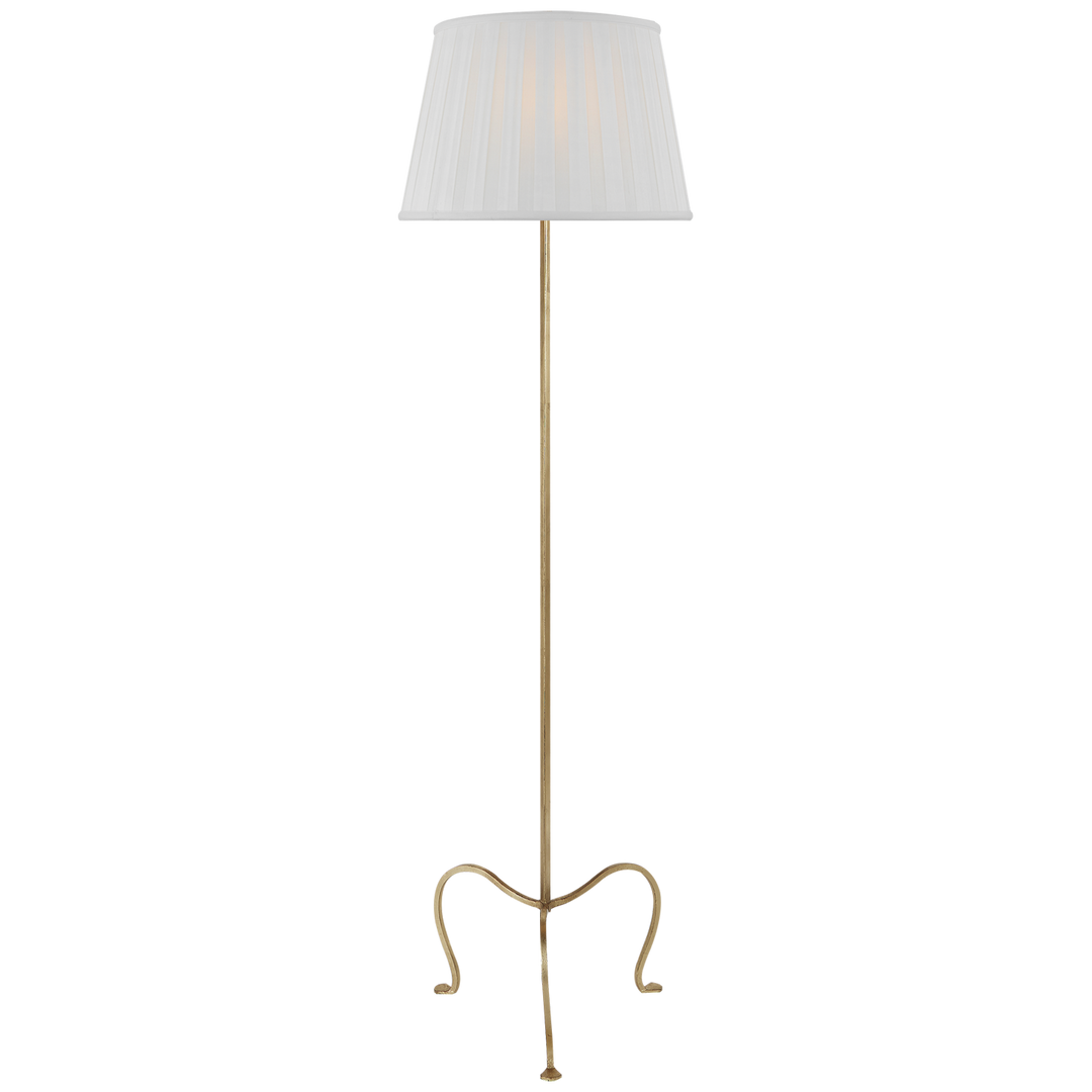 Atlana Petite Tri-Leg Floor Lamp with Silk Box Pleat Shade-Visual Comfort-VISUAL-SP 1009GI-SBP-Floor LampsGilded Iron-1-France and Son