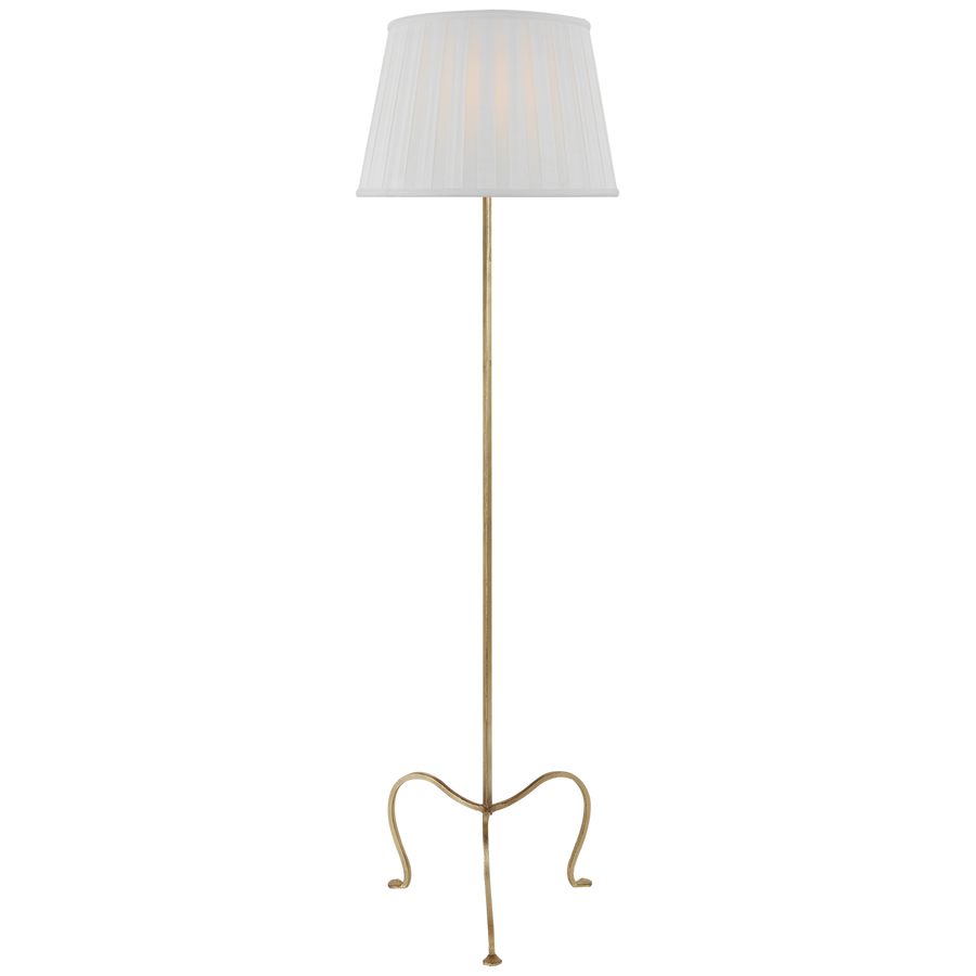 Atlana Petite Tri-Leg Floor Lamp with Silk Box Pleat Shade-Visual Comfort-VISUAL-SP 1009GI-SBP-Floor LampsGilded Iron-1-France and Son