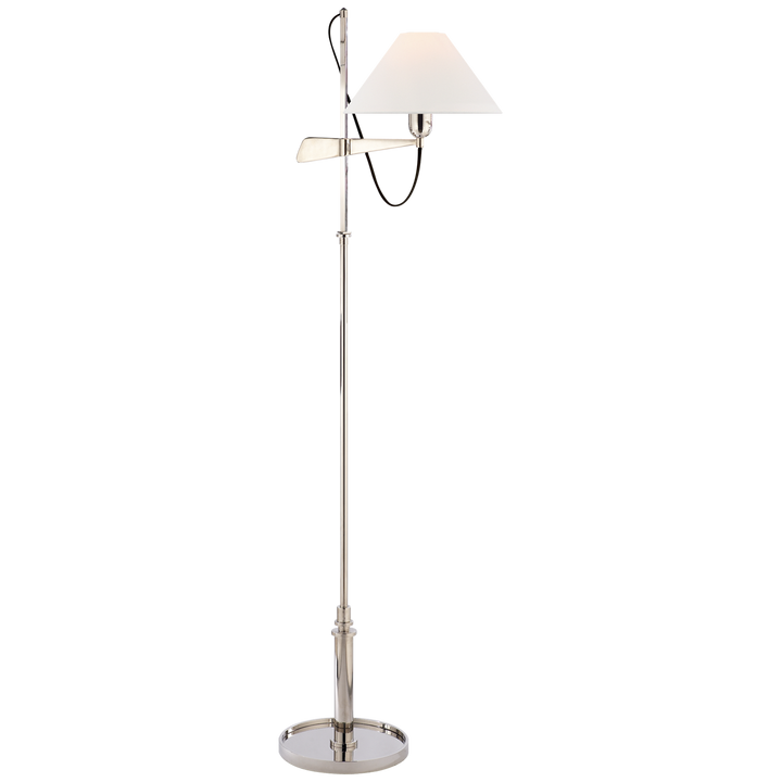 Harris Bridge Arm Floor Lamp-Visual Comfort-VISUAL-SP 1505PN-L-Floor LampsPolished Nickel-Linen Shade-1-France and Son