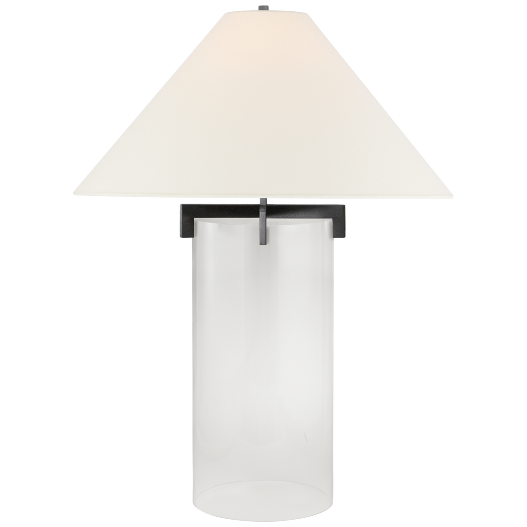 Bailey Table Lamp-Visual Comfort-VISUAL-SP 3015AI/CG-L-Table LampsAged Iron-Linen Shade-3-France and Son