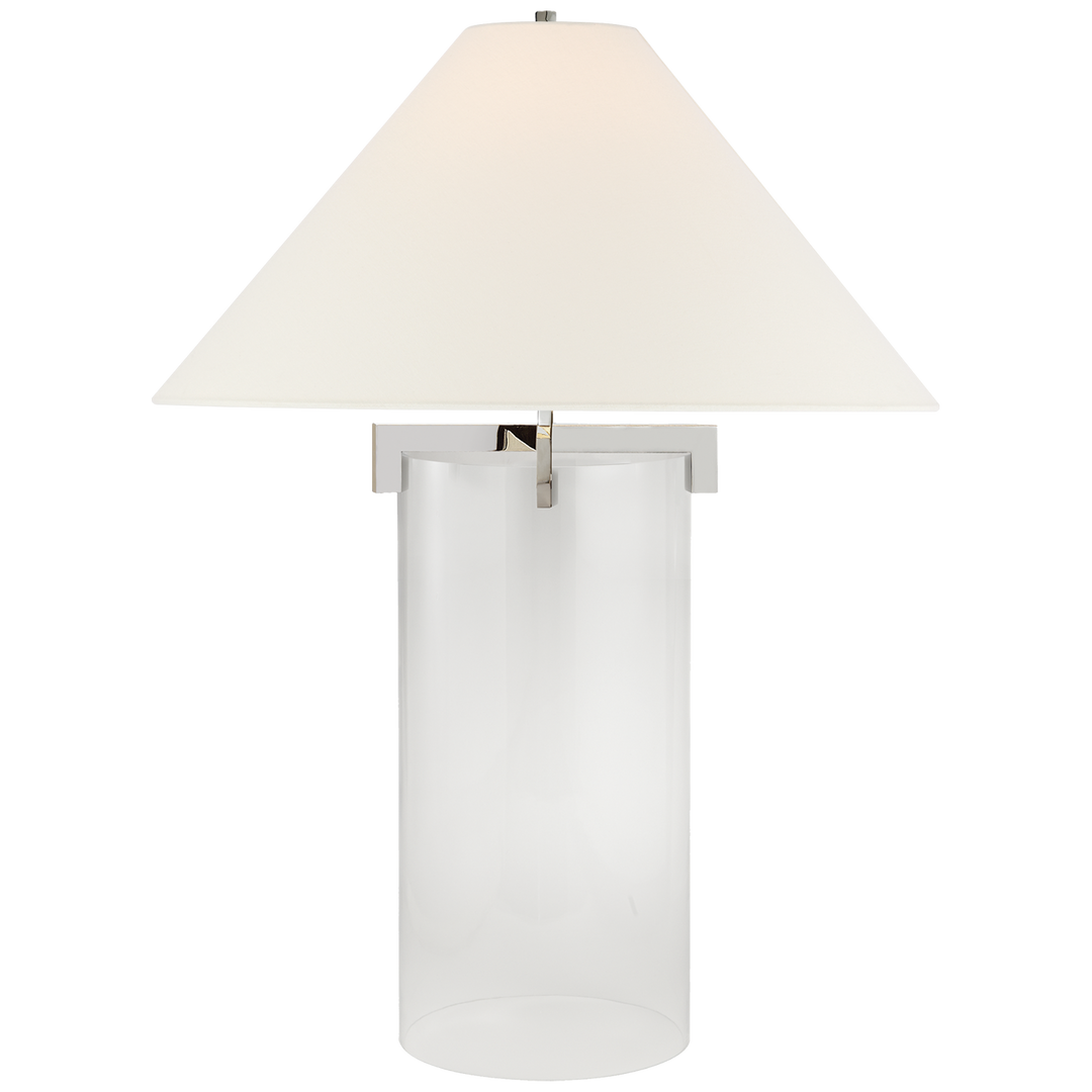 Bailey Table Lamp-Visual Comfort-VISUAL-SP 3015PN/CG-L-Table LampsPolished Nickel-Linen Shade-1-France and Son