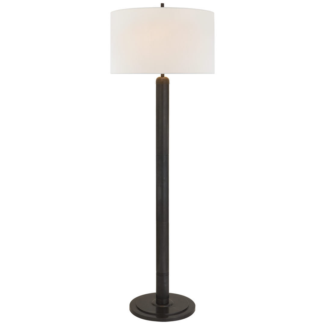 Loch - Ness Floor Lamp with Linen Shade-Visual Comfort-VISUAL-TOB 1000BZ-L-Floor LampsBronze-3-France and Son