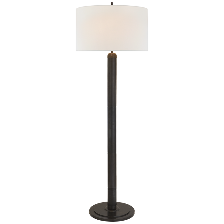 Loch - Ness Floor Lamp with Linen Shade-Visual Comfort-VISUAL-TOB 1000BZ-L-Floor LampsBronze-3-France and Son