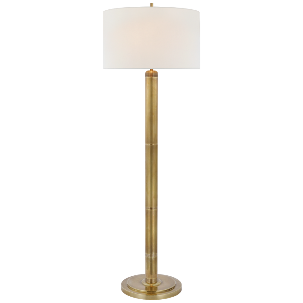 Loch - Ness Floor Lamp with Linen Shade-Visual Comfort-VISUAL-TOB 1000HAB-L-Floor LampsHand-Rubbed Antique Brass-2-France and Son