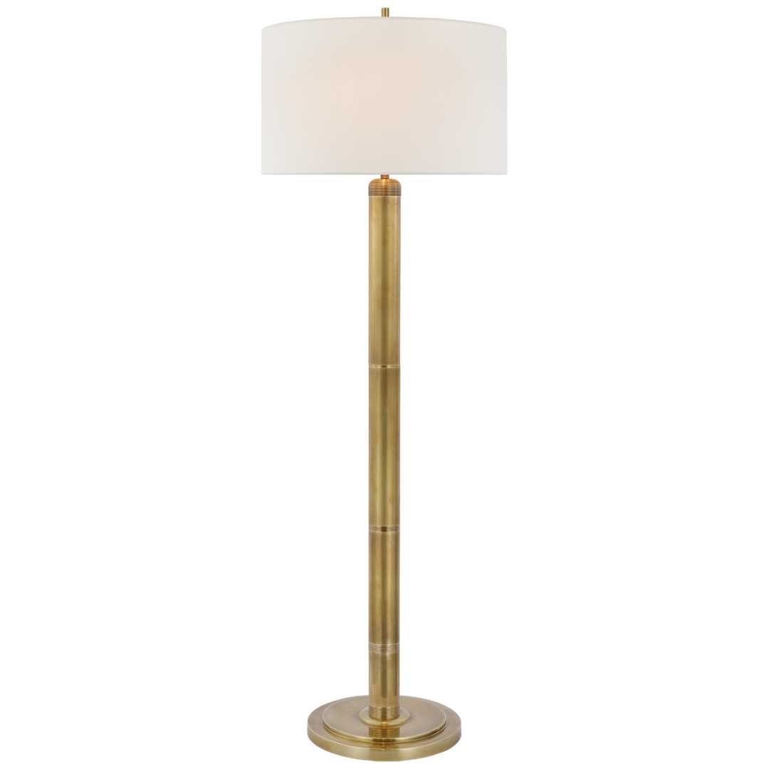 Loch - Ness Floor Lamp with Linen Shade-Visual Comfort-VISUAL-TOB 1000HAB-L-Floor LampsHand-Rubbed Antique Brass-2-France and Son