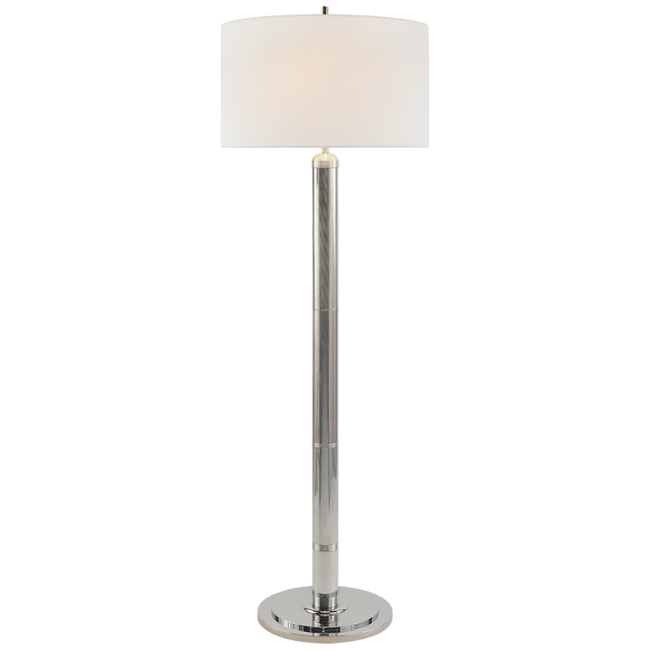 Loch - Ness Floor Lamp with Linen Shade-Visual Comfort-VISUAL-TOB 1000PN-L-Floor LampsPolished Nickel-1-France and Son