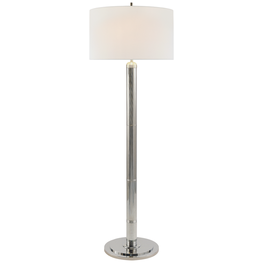 Loch - Ness Floor Lamp with Linen Shade-Visual Comfort-VISUAL-TOB 1000PN-L-Floor LampsPolished Nickel-1-France and Son