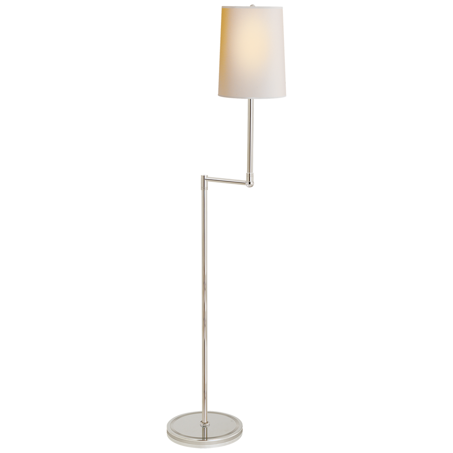 Ziziby Pivoting Floor Lamp with Natural Paper Shade-Visual Comfort-VISUAL-TOB 1012PN-NP-Floor LampsPolished Nickel-1-France and Son