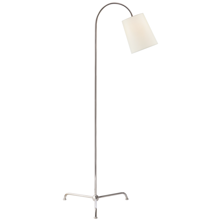 Mika Floor Lamp with Linen Shade-Visual Comfort-VISUAL-TOB 1021PN-L-Floor LampsPolished Nickel-1-France and Son