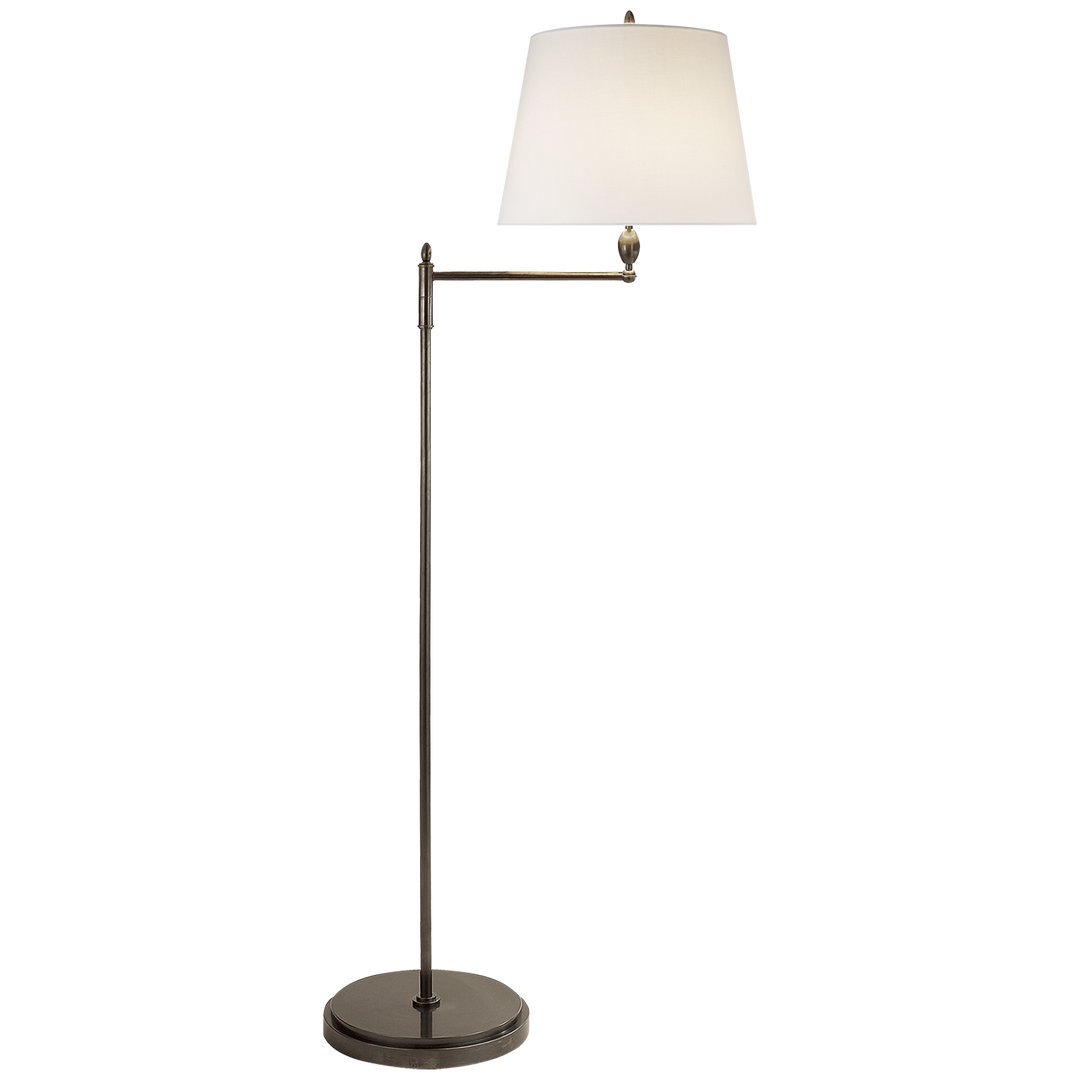 Pluto Floor Light with Linen Shade-Visual Comfort-VISUAL-TOB 1201BZ-L-Floor LampsBronze-3-France and Son