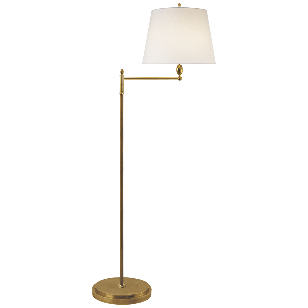 Pluto Floor Light with Linen Shade-Visual Comfort-VISUAL-TOB 1201HAB-L-Floor LampsHand-Rubbed Antique Brass-2-France and Son