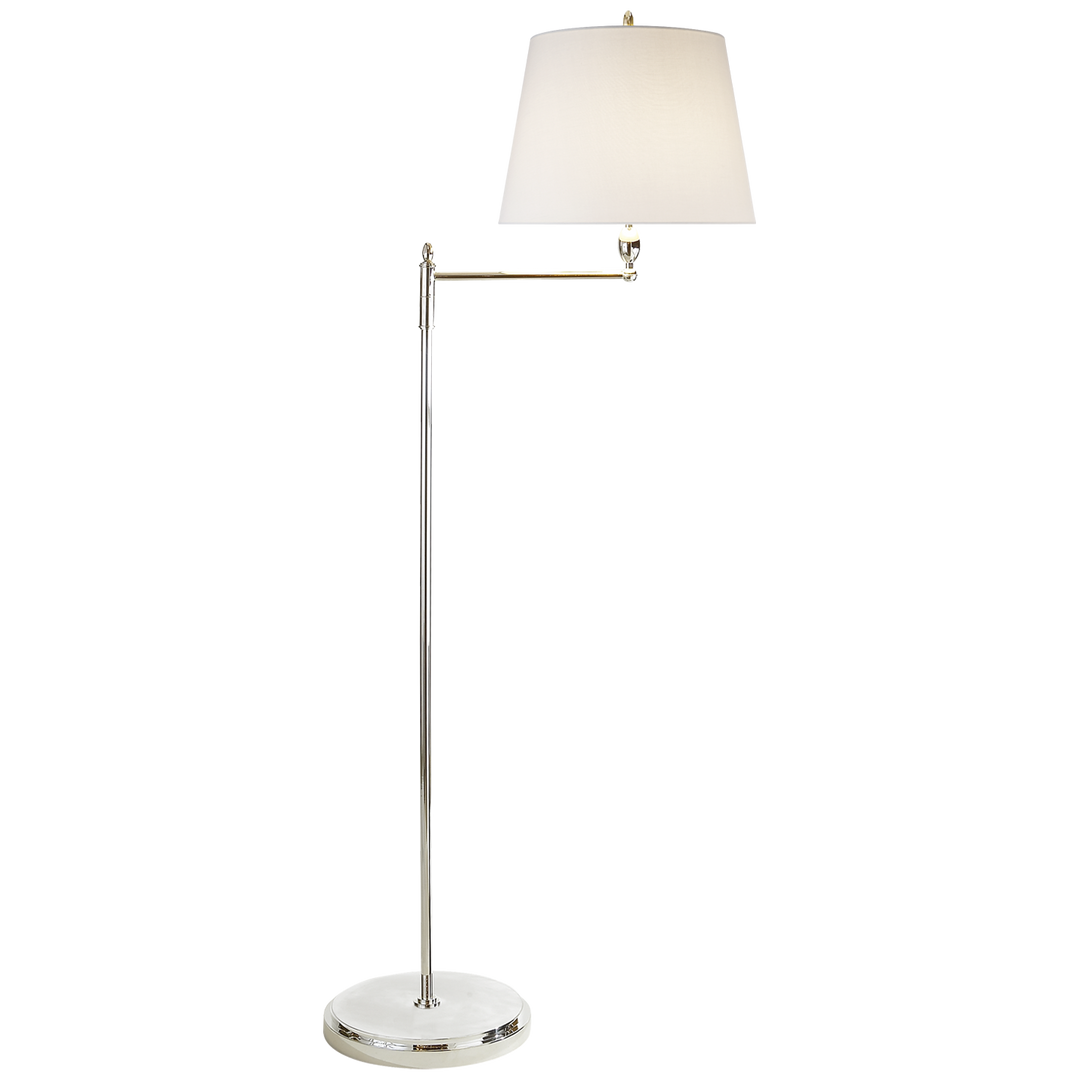 Pluto Floor Light with Linen Shade-Visual Comfort-VISUAL-TOB 1201PN-L-Floor LampsPolished Nickel-1-France and Son