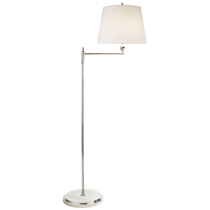 Pluto Floor Light with Linen Shade-Visual Comfort-VISUAL-TOB 1201PN-L-Floor LampsPolished Nickel-1-France and Son