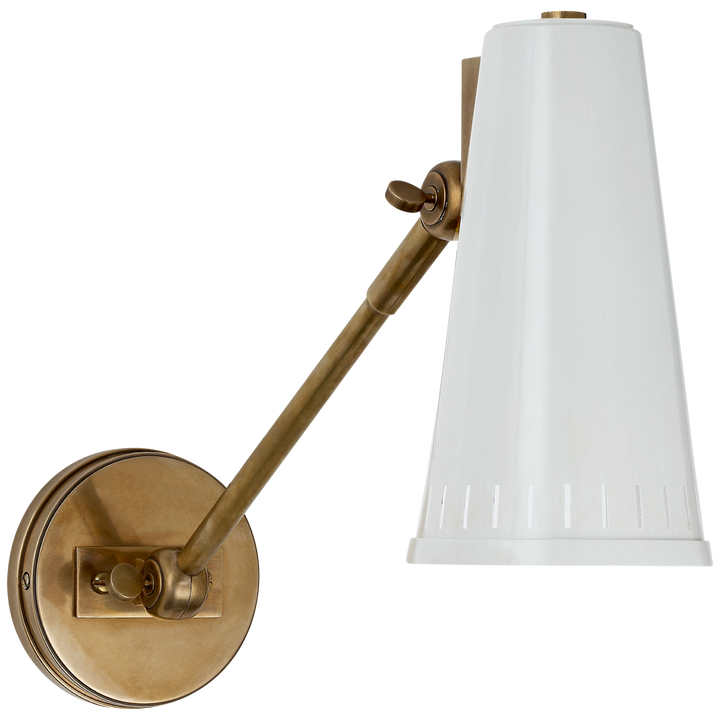 Antonio Adjustable Wall Lamp-Visual Comfort-VISUAL-TOB 2065HAB-AW-Wall LightingOne Arm-Hand-Rubbed Antique Brass-Antique White-1-France and Son