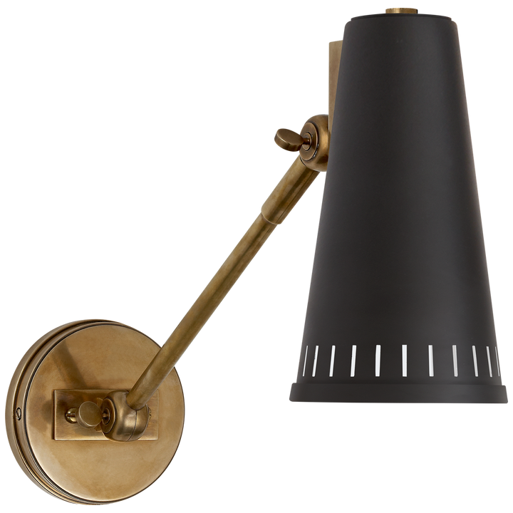 Antonio Adjustable Wall Lamp-Visual Comfort-VISUAL-TOB 2065HAB-BLK-Wall LightingOne Arm-Hand-Rubbed Antique Brass-Matte Black-2-France and Son