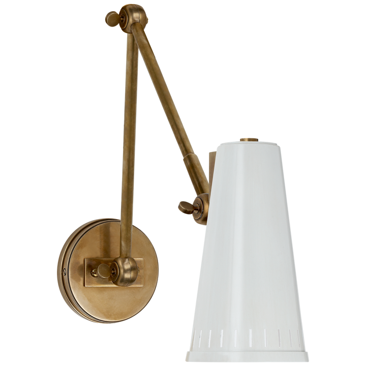 Antonio Adjustable Wall Lamp-Visual Comfort-VISUAL-TOB 2066HAB-AW-Wall LightingTwo Arm-Hand-Rubbed Antique Brass-Antique White-4-France and Son