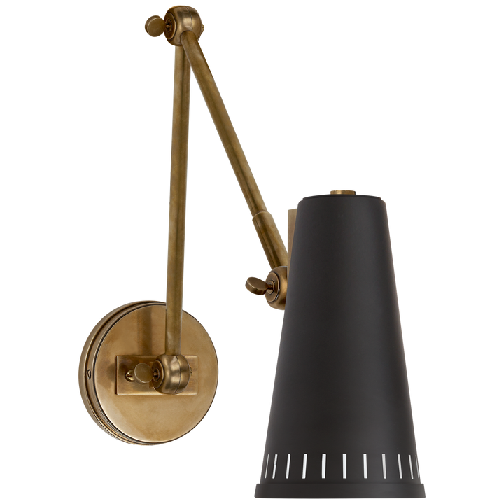 Antonio Adjustable Wall Lamp-Visual Comfort-VISUAL-TOB 2066HAB-BLK-Wall LightingTwo Arm-Hand-Rubbed Antique Brass-Matte Black-7-France and Son