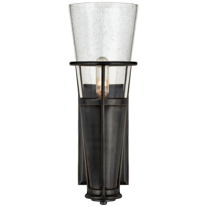 Rudyard Single Sconce-Visual Comfort-VISUAL-TOB 2751BZ-SG-Wall LightingBronze-Seed Glass-2-France and Son