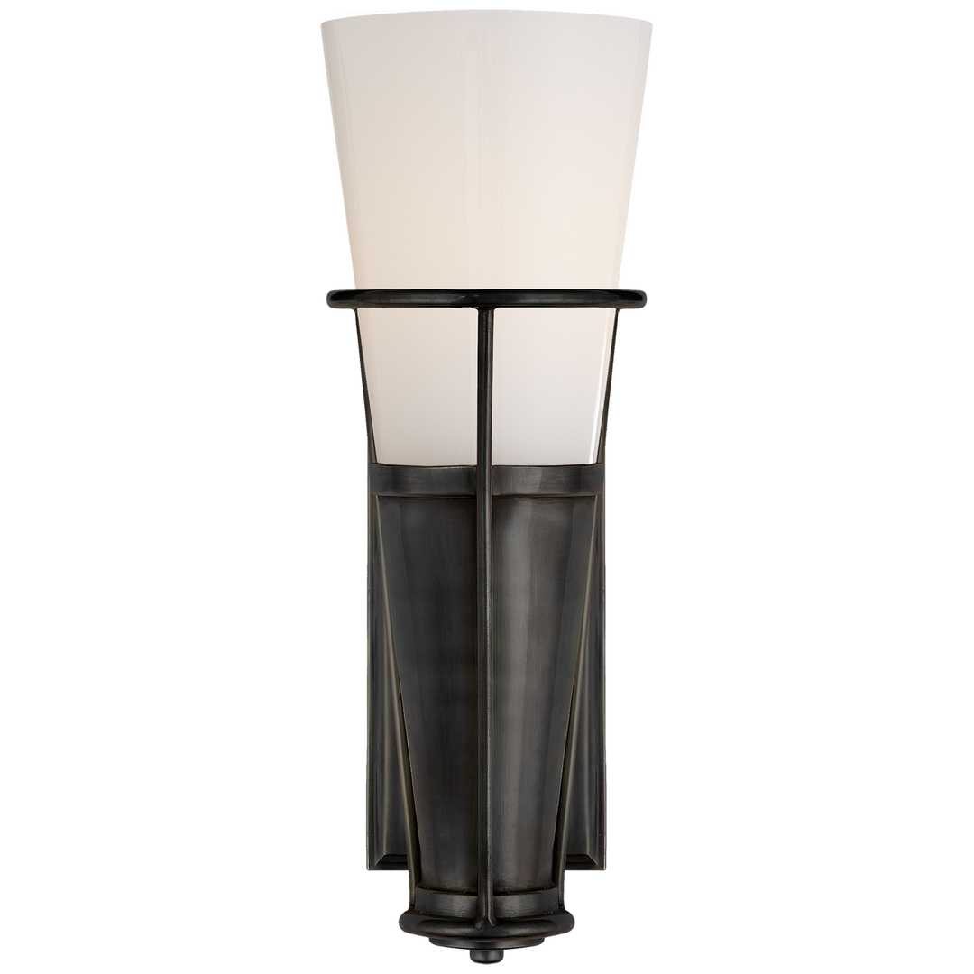 Rudyard Single Sconce-Visual Comfort-VISUAL-TOB 2751BZ-WG-Wall LightingBronze-White Glass-3-France and Son