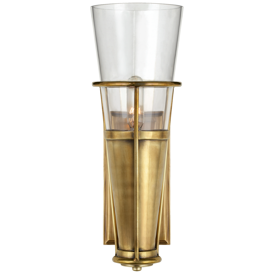 Rudyard Single Sconce-Visual Comfort-VISUAL-TOB 2751HAB-CG-Wall LightingHand-Rubbed Antique Brass-Clear Glass-4-France and Son