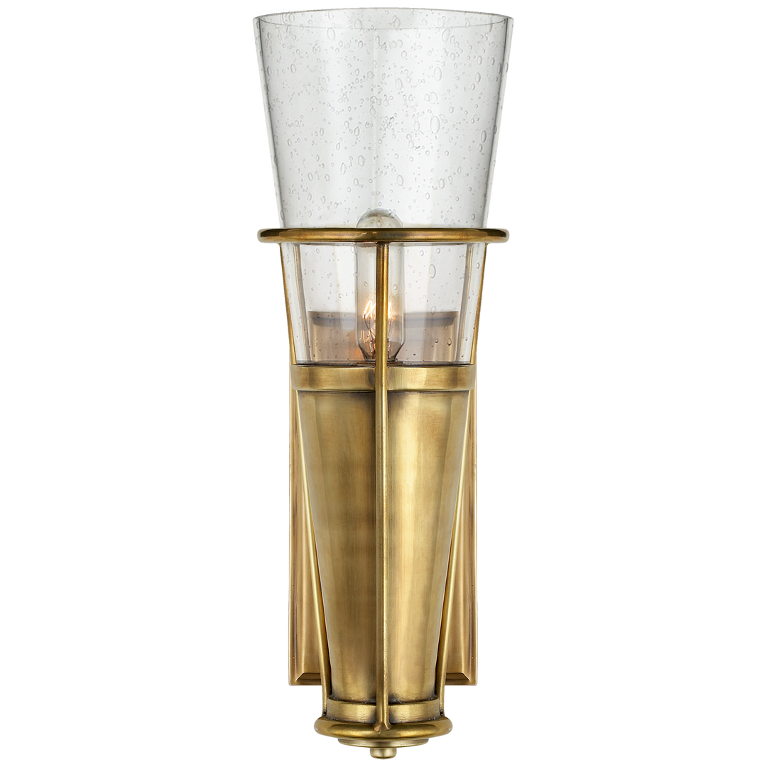 Rudyard Single Sconce-Visual Comfort-VISUAL-TOB 2751HAB-SG-Wall LightingHand-Rubbed Antique Brass-Seed Glass-5-France and Son