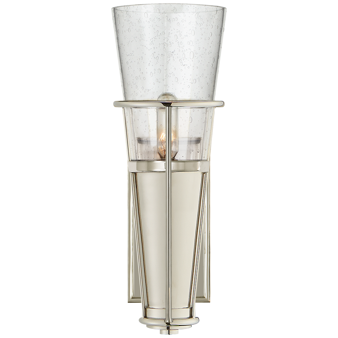 Rudyard Single Sconce-Visual Comfort-VISUAL-TOB 2751PN-SG-Wall LightingPolished Nickel-Seed Glass-8-France and Son