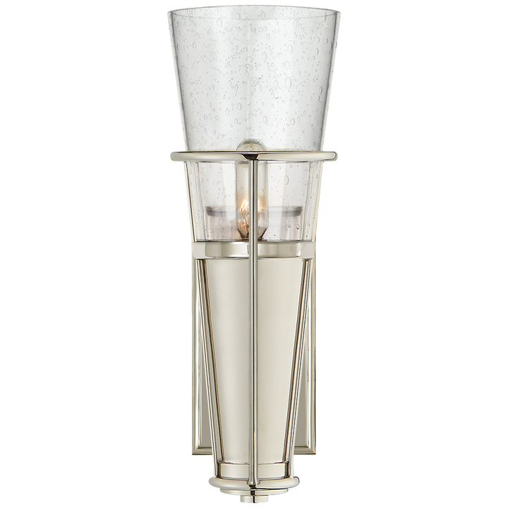 Rudyard Single Sconce-Visual Comfort-VISUAL-TOB 2751PN-SG-Wall LightingPolished Nickel-Seed Glass-8-France and Son