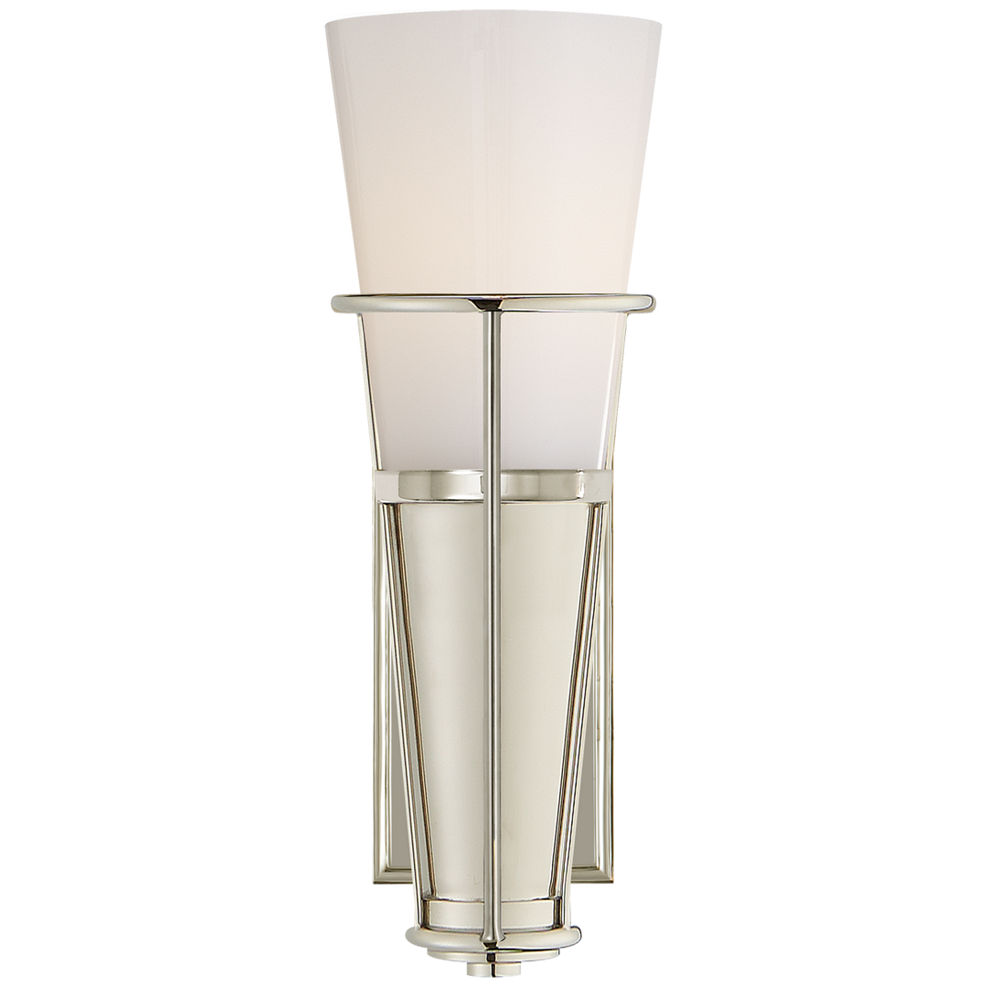Rudyard Single Sconce-Visual Comfort-VISUAL-TOB 2751PN-WG-Wall LightingPolished Nickel-White Glass-9-France and Son