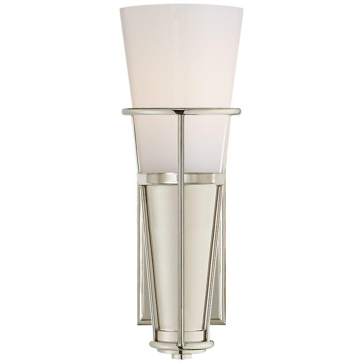 Rudyard Single Sconce-Visual Comfort-VISUAL-TOB 2751PN-WG-Wall LightingPolished Nickel-White Glass-9-France and Son