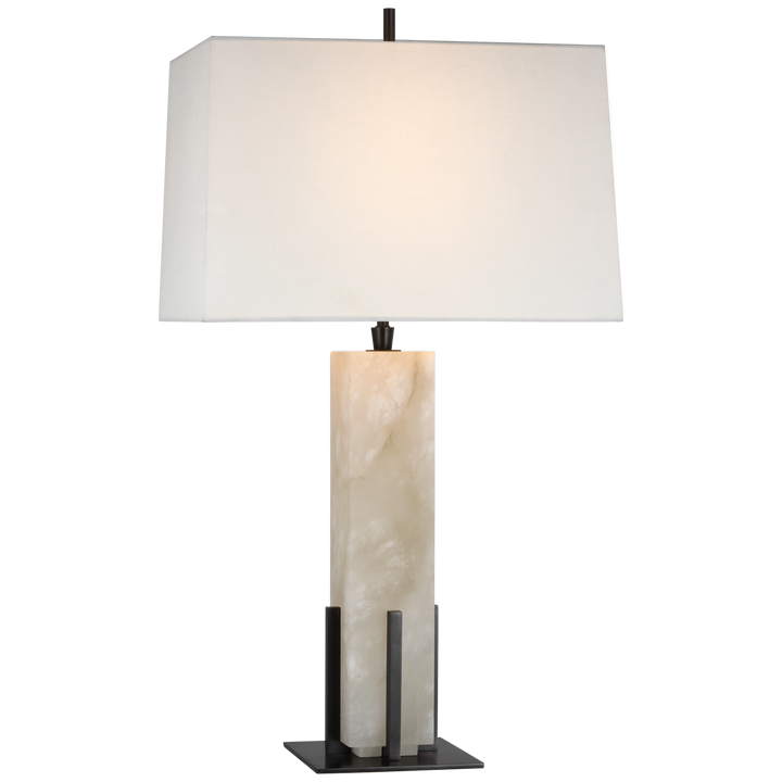 Grace Large Table Lamp-Visual Comfort-VISUAL-TOB 3920ALB/BZ-L-Table LampsAlabaster and Bronze with Linen Shade-4-France and Son