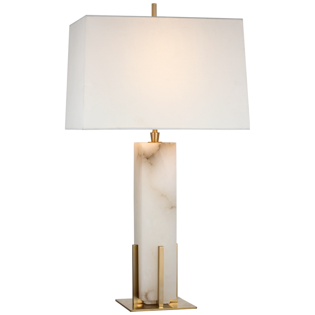 Grace Large Table Lamp-Visual Comfort-VISUAL-TOB 3920ALB/HAB-L-Table LampsAlabaster and Hand-Rubbed Antique Brass with Linen Shade-3-France and Son