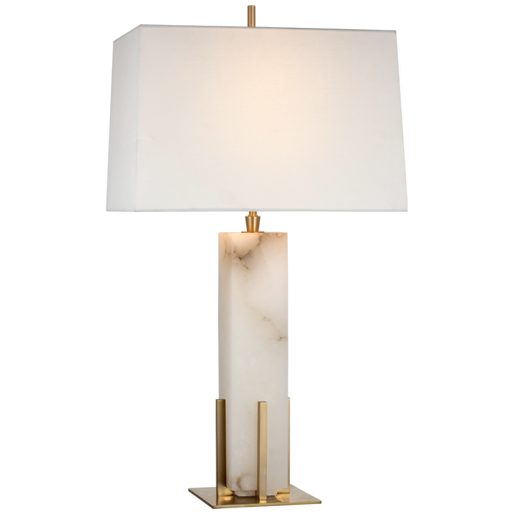 Grace Large Table Lamp-Visual Comfort-VISUAL-TOB 3920ALB/HAB-L-Table LampsAlabaster and Hand-Rubbed Antique Brass with Linen Shade-3-France and Son