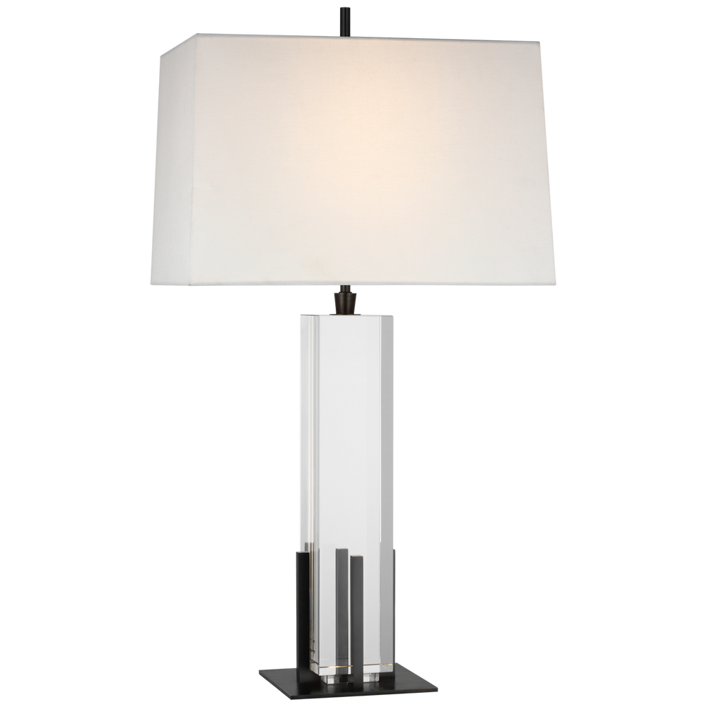 Grace Large Table Lamp-Visual Comfort-VISUAL-TOB 3920CG/BZ-L-Table LampsCrystal and Bronze with Linen Shade-2-France and Son