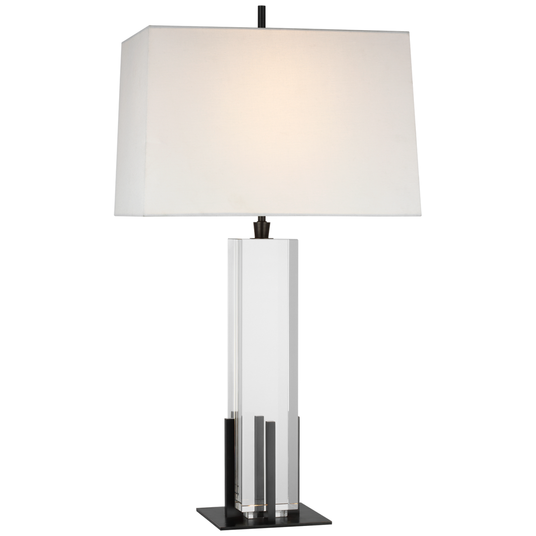 Grace Large Table Lamp-Visual Comfort-VISUAL-TOB 3920CG/BZ-L-Table LampsCrystal and Bronze with Linen Shade-2-France and Son