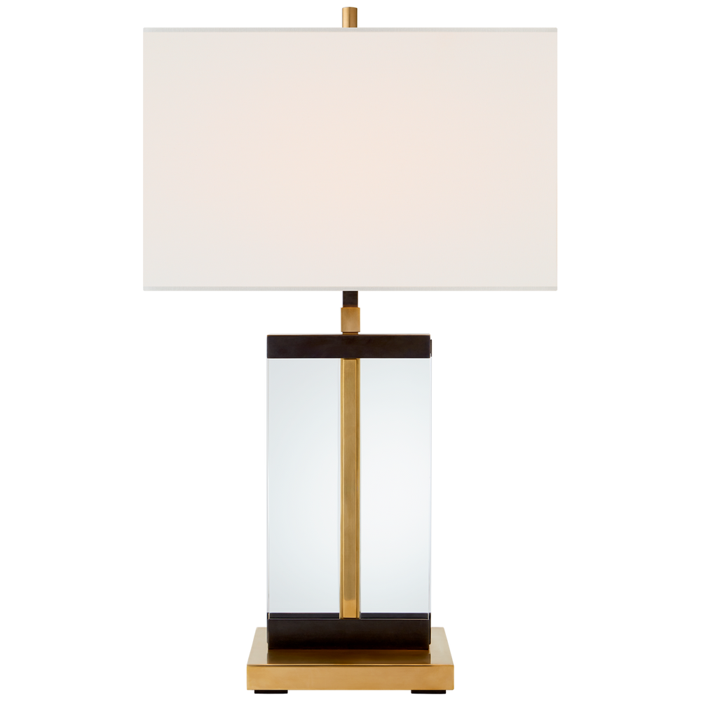 Pamelia Medium Table Lamp-Visual Comfort-VISUAL-TOB 3940BZ/HAB-L-Table LampsBronze and Hand-Rubbed Antique Brass with Linen Shade-2-France and Son