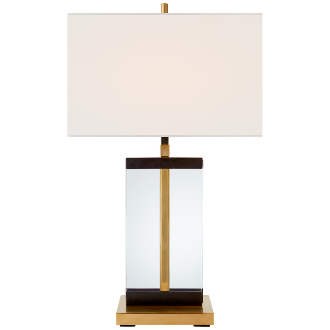 Pamelia Medium Table Lamp-Visual Comfort-VISUAL-TOB 3940BZ/HAB-L-Table LampsBronze and Hand-Rubbed Antique Brass with Linen Shade-2-France and Son