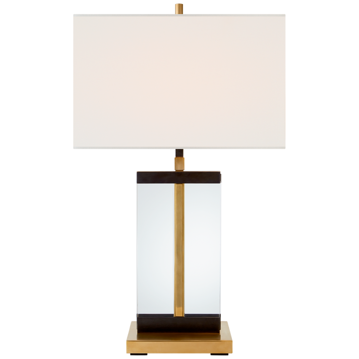 Pamelia Medium Table Lamp-Visual Comfort-VISUAL-TOB 3940BZ/HAB-L-Table LampsBronze and Hand-Rubbed Antique Brass with Linen Shade-2-France and Son