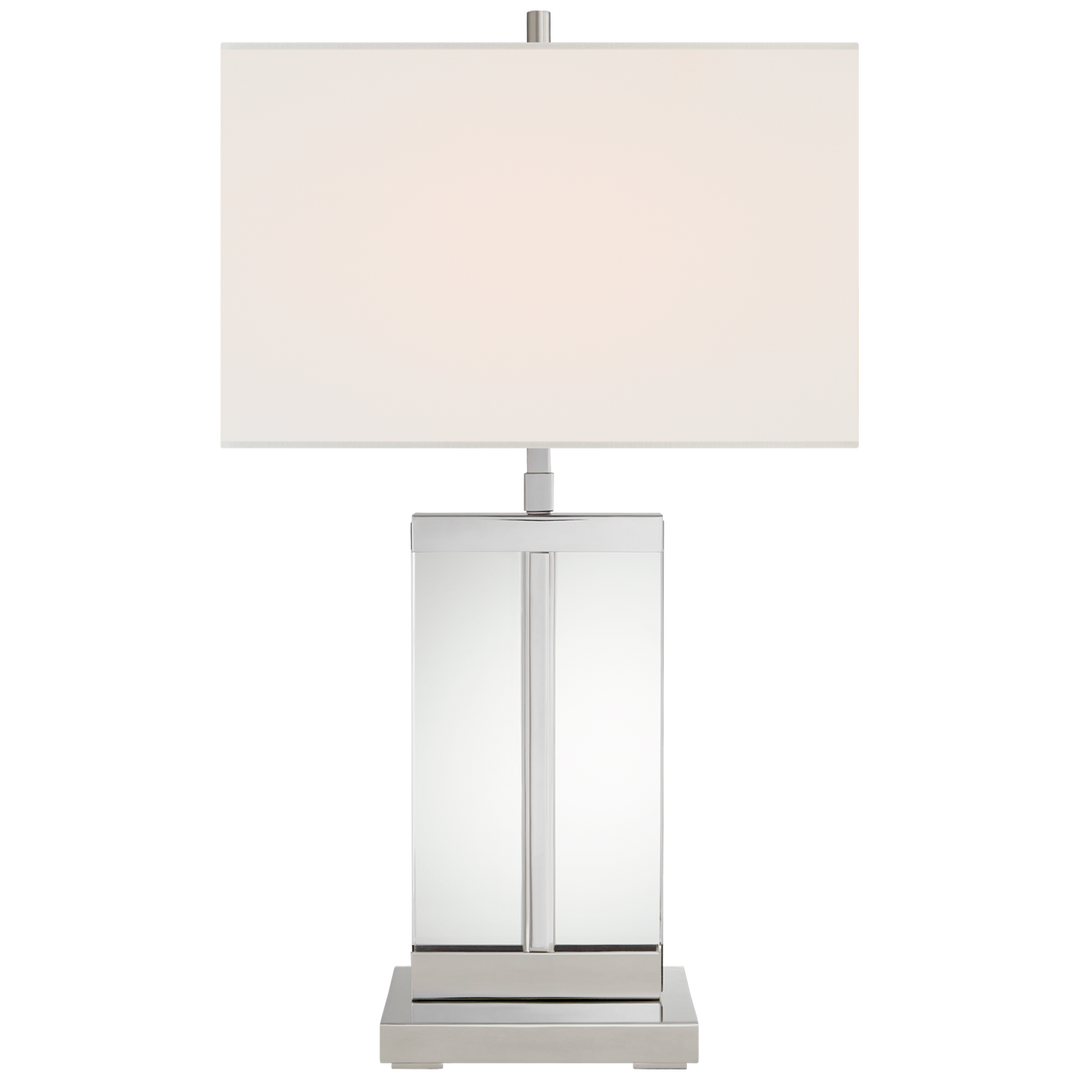 Pamelia Medium Table Lamp-Visual Comfort-VISUAL-TOB 3940PN-L-Table LampsPolished Nickel with Linen Shade-1-France and Son