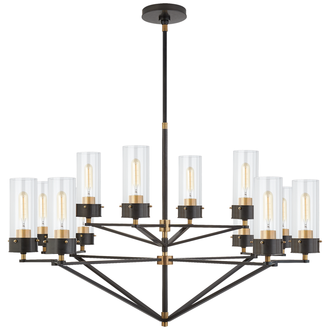 Michael Large Chandelier-Visual Comfort-VISUAL-TOB 5303BZ/HAB-CG-ChandeliersClear Glass-Bronze and Hand-Rubbed Antique Brass-3-France and Son