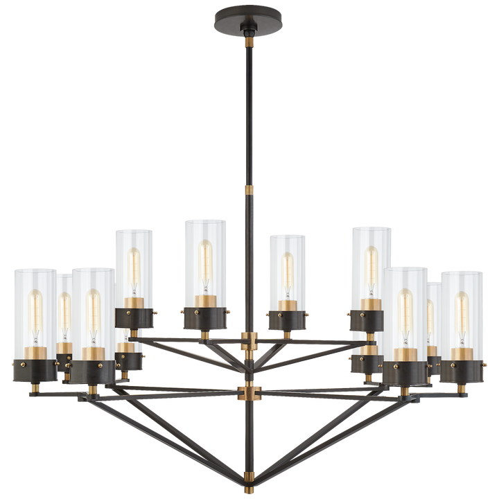 Michael Large Chandelier-Visual Comfort-VISUAL-TOB 5303BZ/HAB-CG-ChandeliersClear Glass-Bronze and Hand-Rubbed Antique Brass-3-France and Son